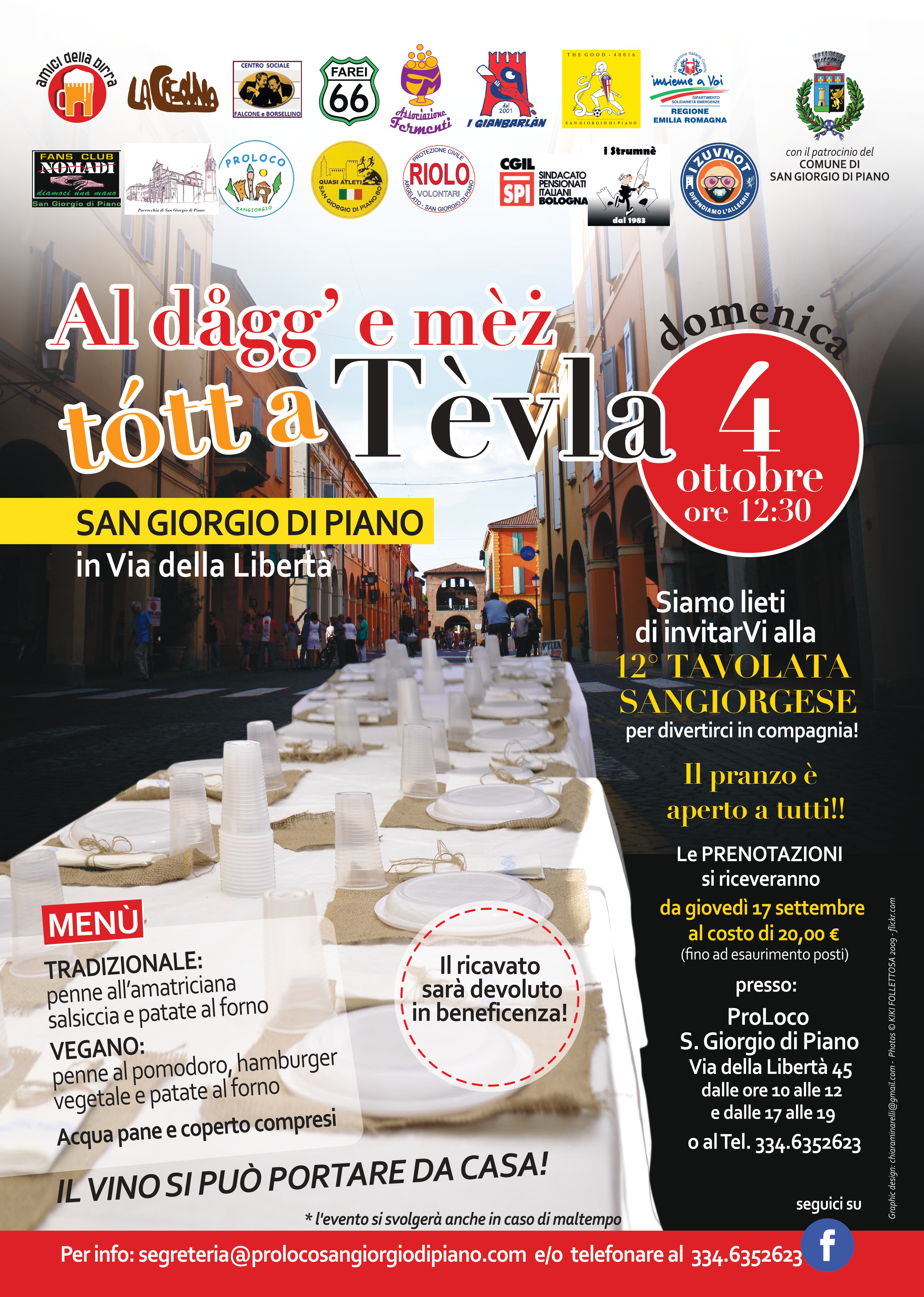 locandina Tavolata sangiorgese "Al dågg' e mèż Tótt a Tèvla"