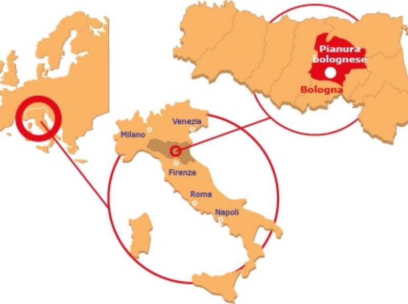 Mappa su dove si trova la Pianura bolognese